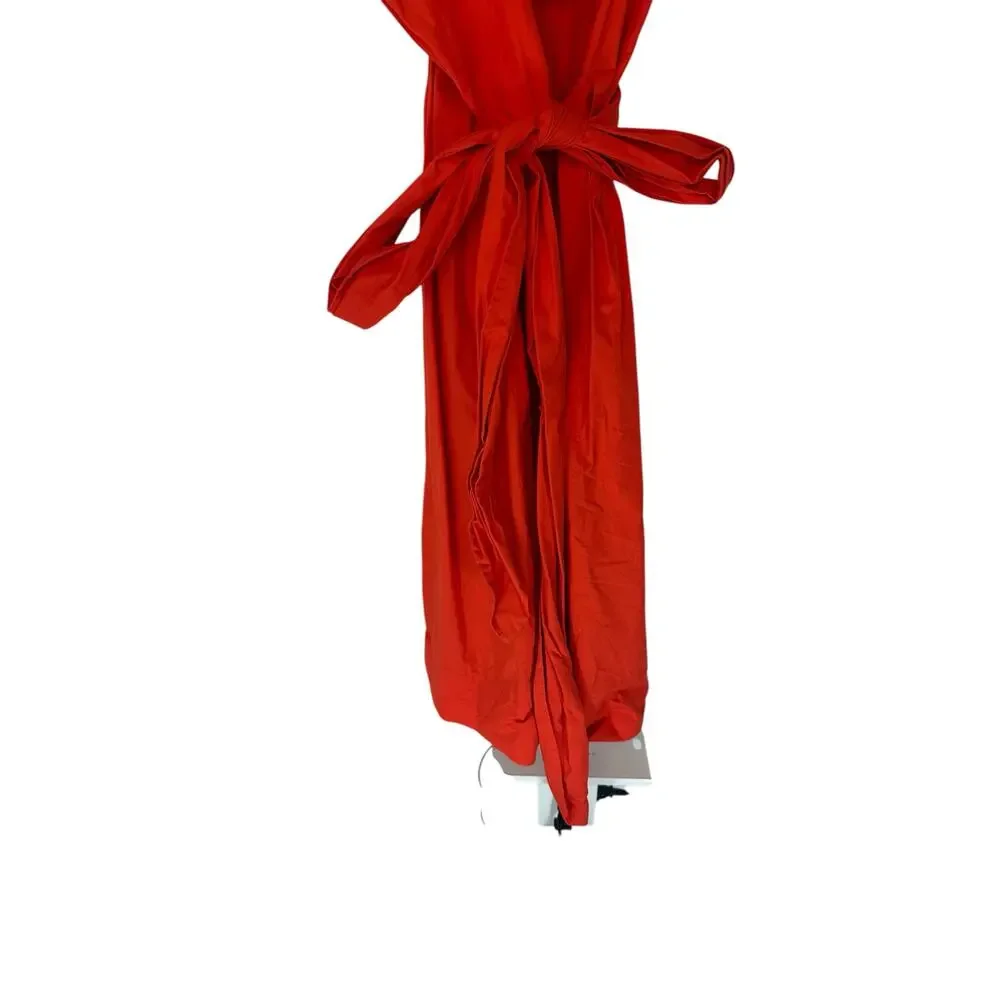 J.Crew Orange Organic Cotton Classy Dressy‎ Sleeve Wrap Top Shirtdress Size 2